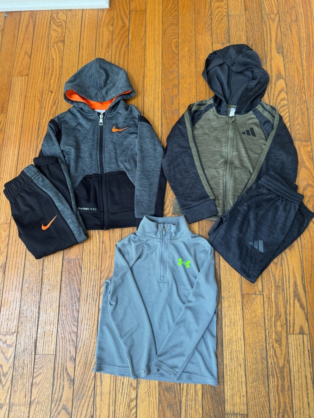 Nike Kids Charcoal & Black Zip Hoodie with Orange Logo